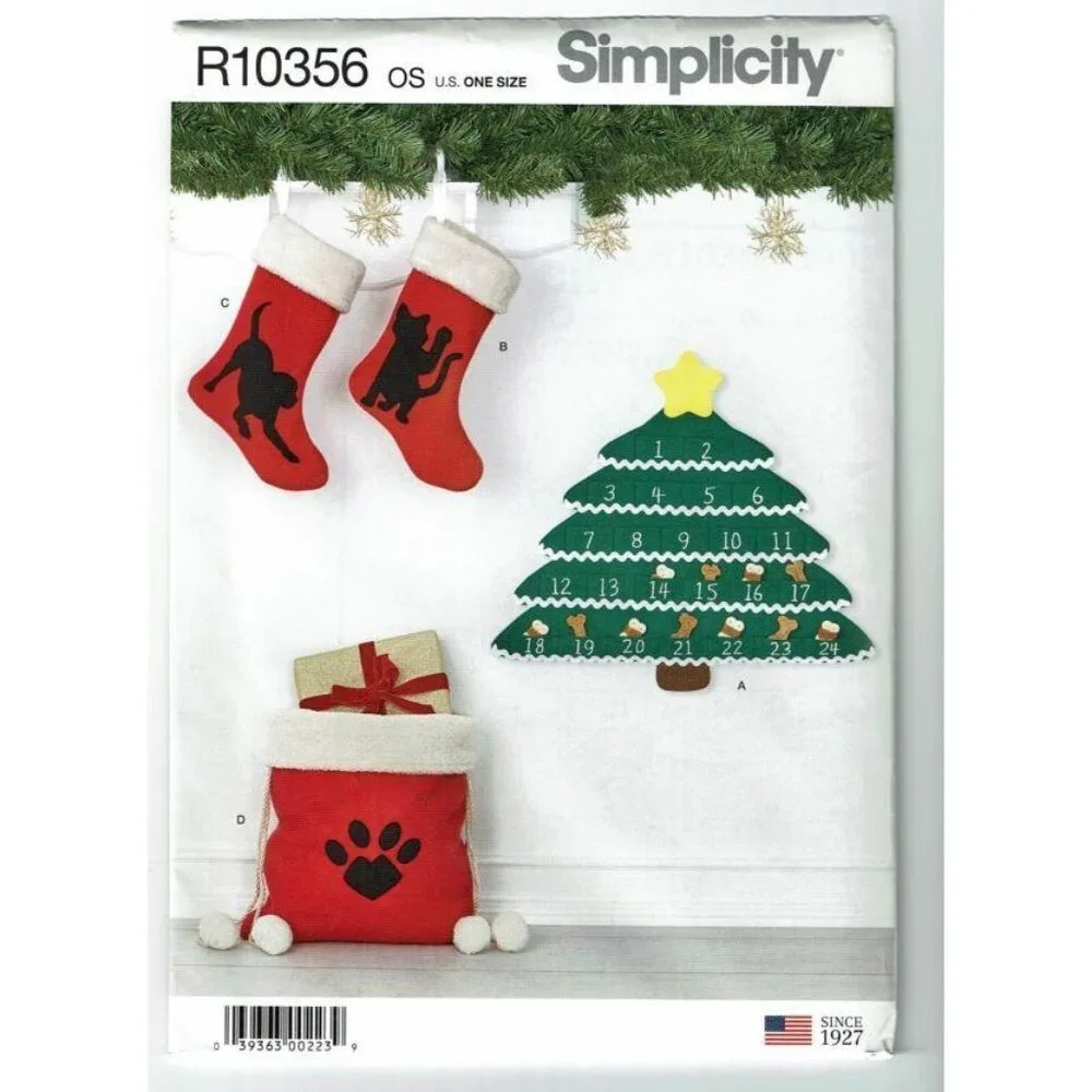 Simplicity Holiday Countdown Calendar Stockings & Gift Bag For‎ Pets